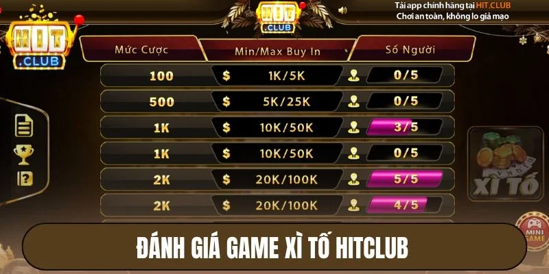 Đánh giá game Xì tố Hitclub