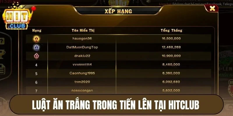 Luật ăn trắng trong tiến lên tại Hitclub