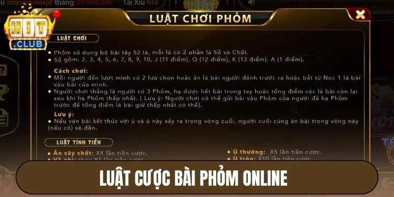 Luật cược bài phỏm online