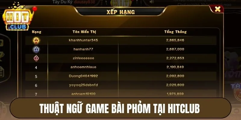 Thuật ngữ game bài phỏm tại Hitclub